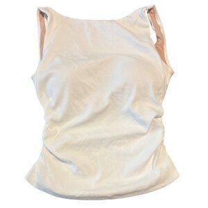 OGL White Open Back Brami Tank Boat Neck Ribbed Womens Size M